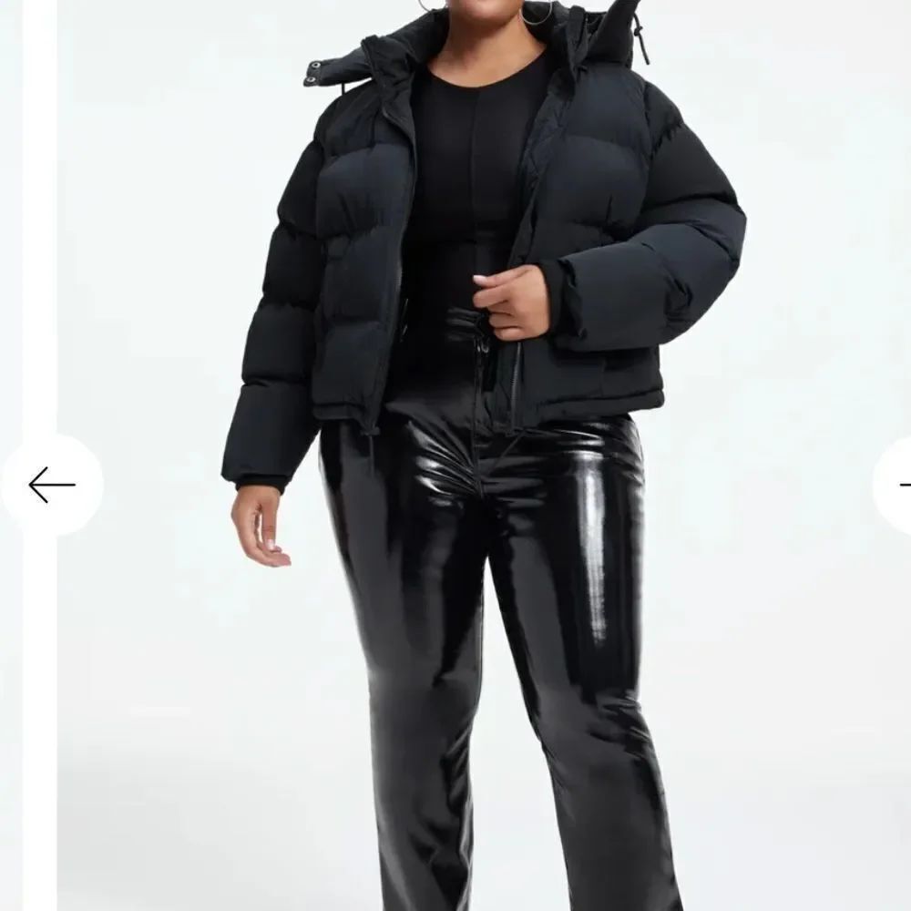 Good American Iridescent Puffer Coat